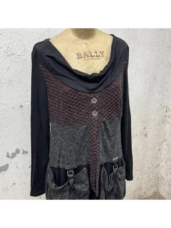 NWT Vintage Y2K C’fait Pour Vous Paris Technical Mixed-Media Dress - Picture 3 of 8